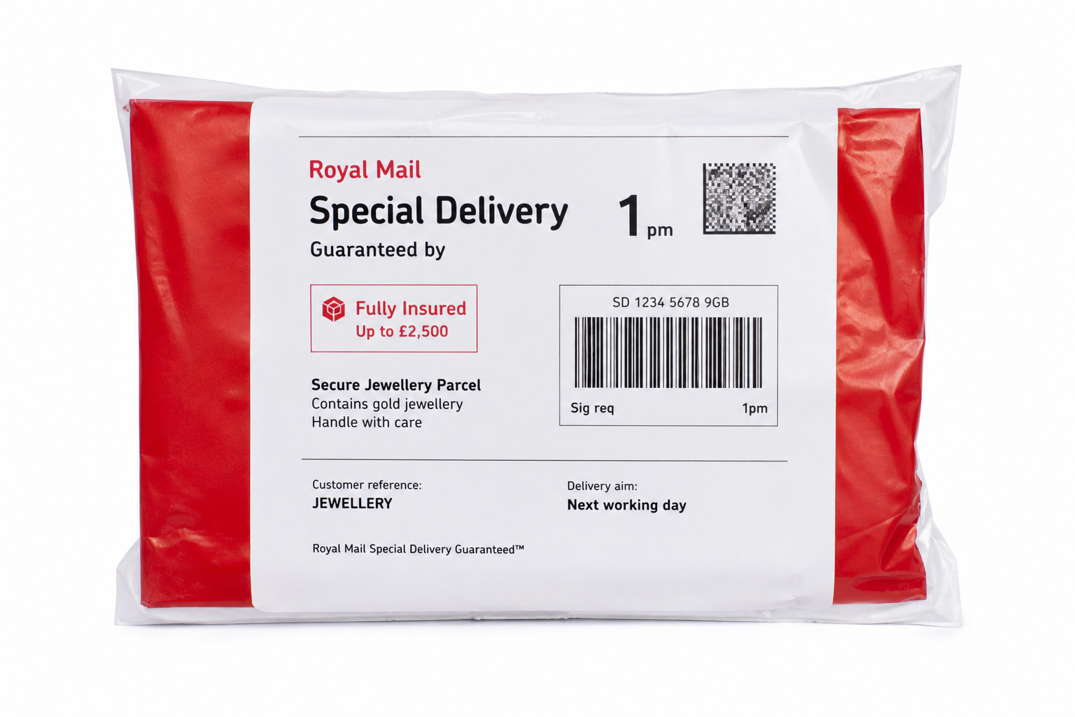 Royal Mail Special Delivery prepaid jewellery parcel